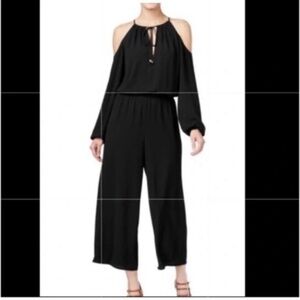 Michael Kors Black Wide Leg Cold Shoulder Jumpsuit